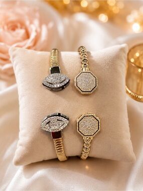 Crystal adjustable Gold Bracelets set